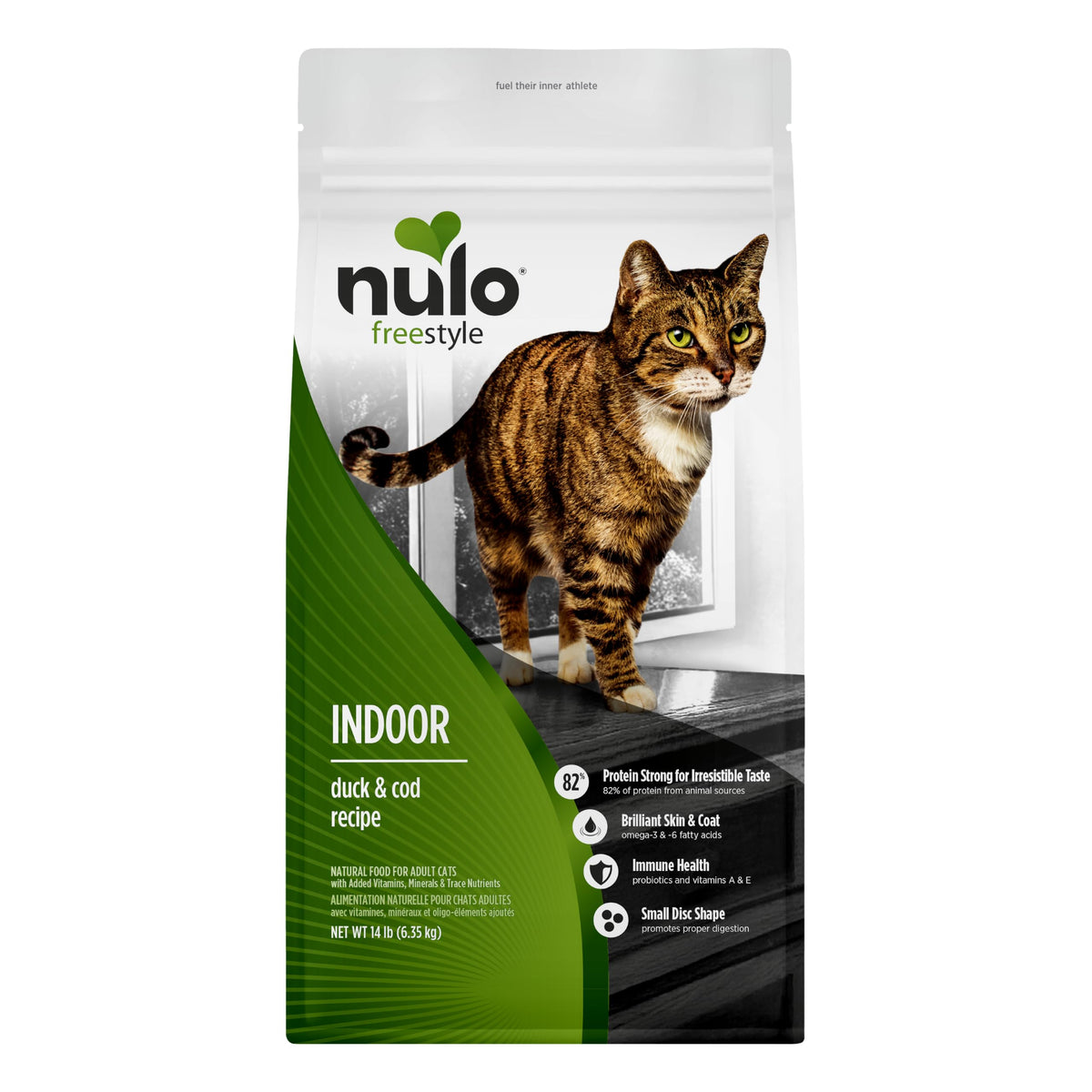 Nulo FreeStyle Dry Cat Food Indoor - Duck & Cod, High Protein Grain-Free Dry Cat Food, Natural Kibble with Probiotics and Omegas Fatty Acids, 14lb Bag