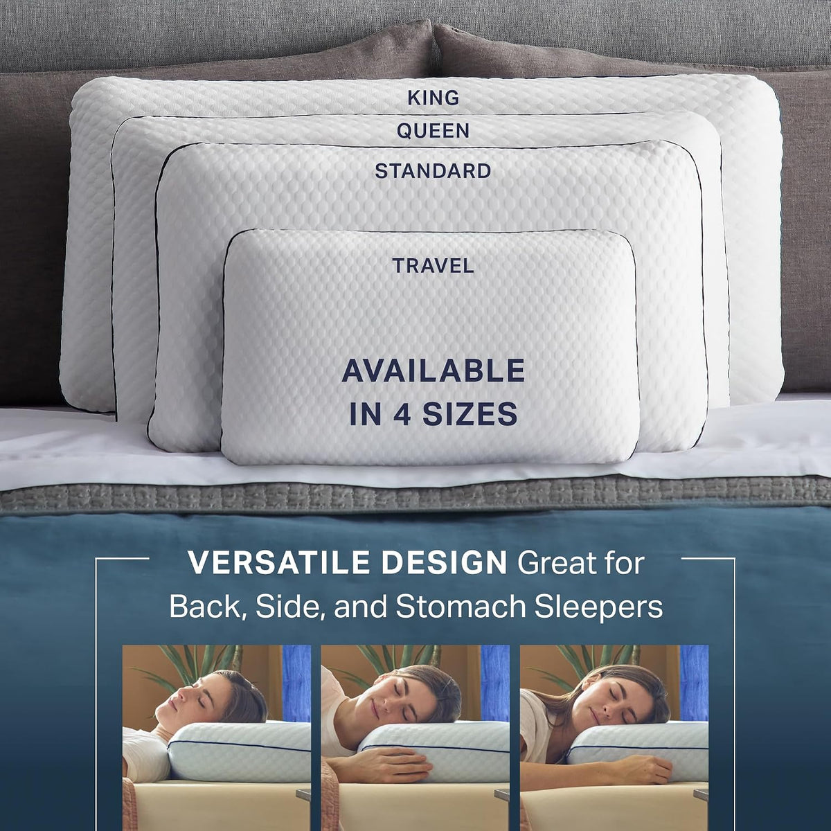 Weekender Cooling Gel Memory Foam Pillows for Sleeping – King Size, Set of 2, Ventilated Cooling Pillows for Side & Back Sleepers, Neck & Shoulder Support, Medium Firm, Washable Cover