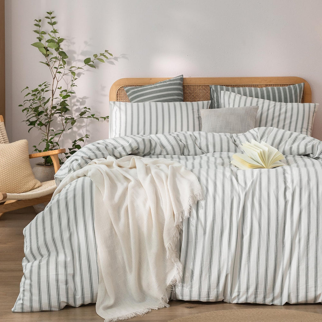BESTOUCH Cotton Solid Duvet Cover Set Linen Feel Cornflower Blue Queen