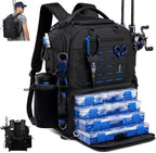 Fishing Backpack, Multi-pocket Tackle Backpack with 2 Rod Holders