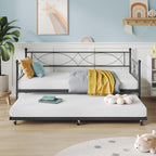 IDEALHOUSE Metal Twin daybed with Trundle with Steel Slat Support