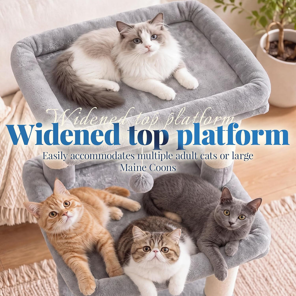 Hey-brother Cat Tree Tower with Extra Large Platform, Big Condo, MPJ070W
