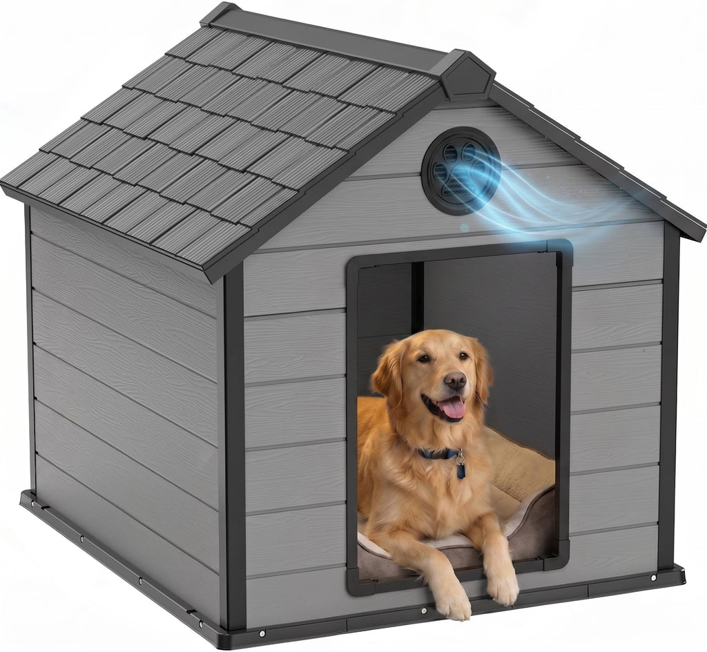 43 Inch Large Dog House Outdoor/Indoor,Plastic,Blue