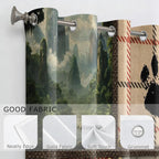 Rustic Farmhouse Cabin Blackout Curtains for Living Room, 96 Inch Long 2 Panels, Woodland Animal Bear Deer Curtains, Retro Country Style Patchwork Plaid Bedroom Window Drapes Treatment