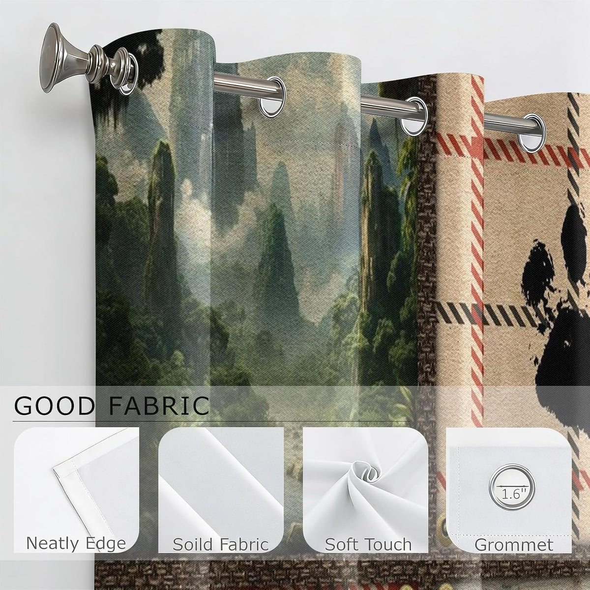 Rustic Farmhouse Cabin Blackout Curtains for Living Room, 96 Inch Long 2 Panels, Woodland Animal Bear Deer Curtains, Retro Country Style Patchwork Plaid Bedroom Window Drapes Treatment