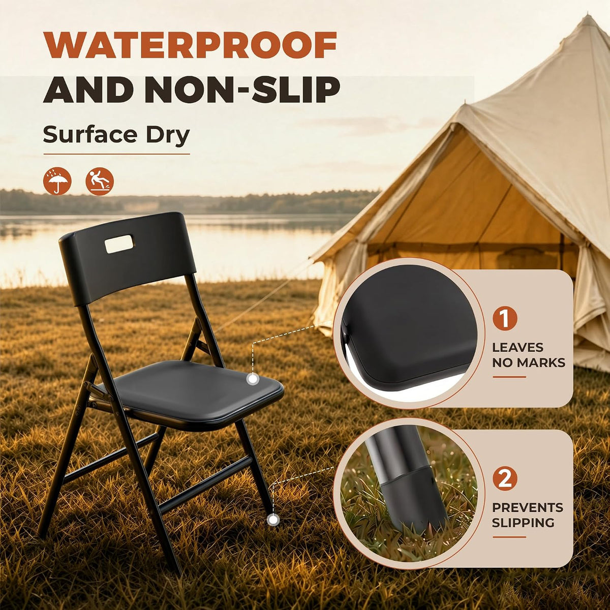 Folding Card Table and Chair Set of 5, Weather‑Resistant & Durable
