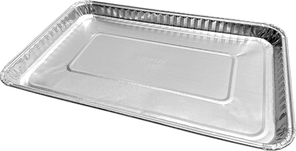 PACTOGO 11" x 7" x .75" Oblong Disposable Aluminum Foil Danish Cake Pans - Shallow Baking Sheets Ideal for Sweets, Cakes, Cookies (Pack of 100)