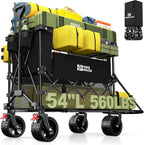 HIKEMOON Double Decker Collapsible Wagon with Extended Tailgate, Black