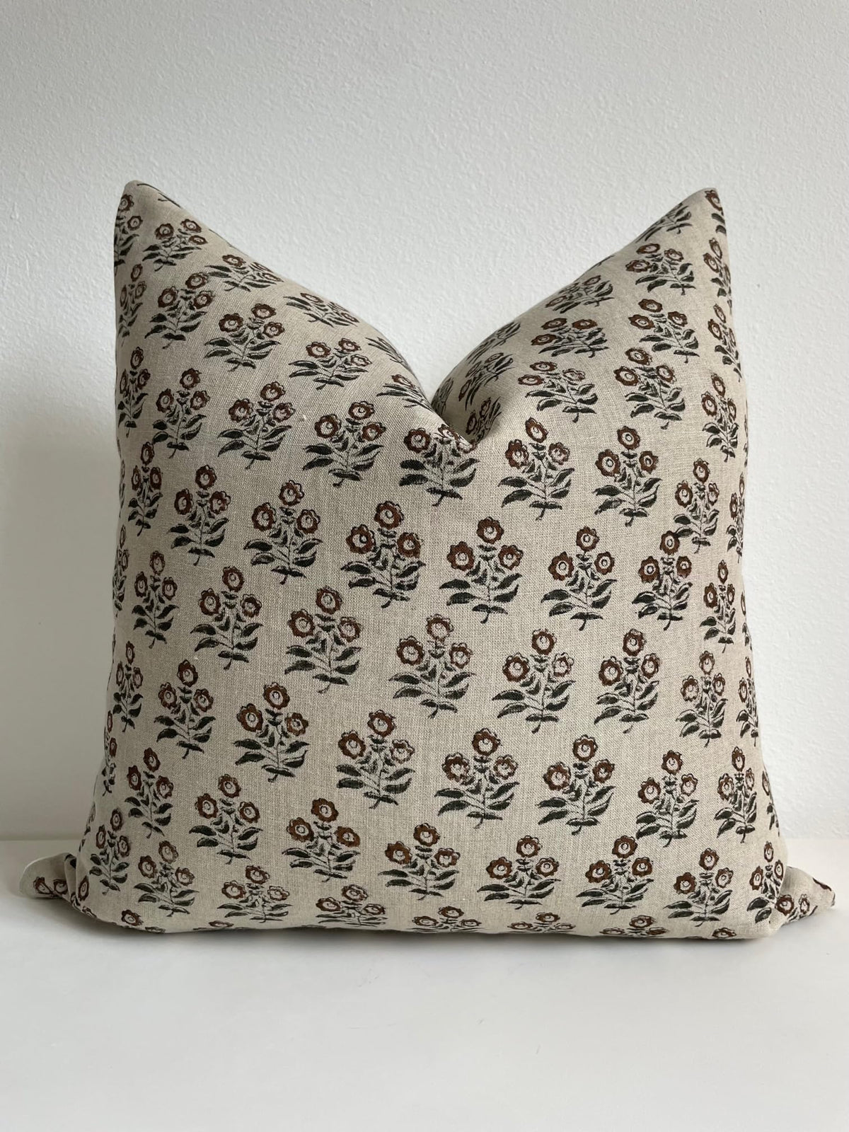 Generic Canyon Theory Hand Block Print Organic Linen 20x20 Inch Throw Pillow Cover: Indoor Outdoor Sustainable Handmade Vintage Decorative Cushion Cover (Rowan)