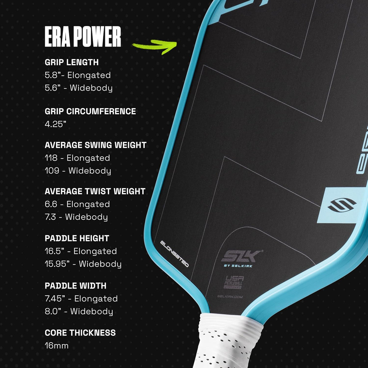 Selkirk Sport SLK ERA Power Pickleball Paddles | Carbon Fiber Hybrid Face