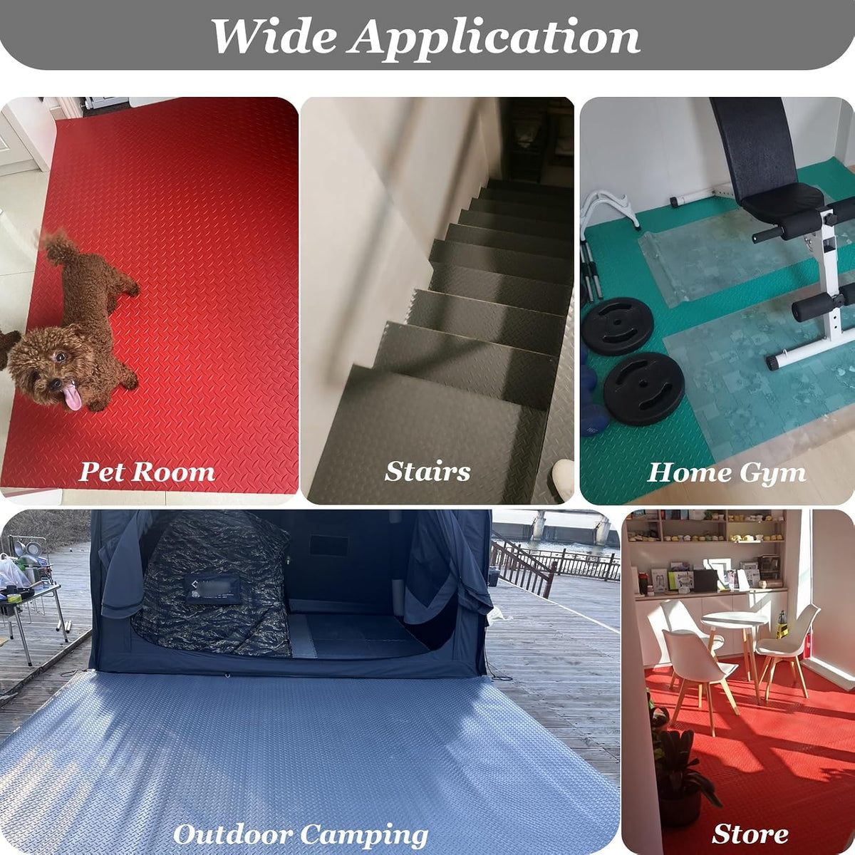UrbanUp Garage Floor Mat Rubber Diamond Plate Garage Floor Mat, DIY Garage Flooring Roll Flexible, Gym/Camping/Ladder Mats(Red,1.6x2m (5.2 x 6.6ft))