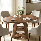 43.3"-59" Extendable Round Oval Dining Table for 4-8 with Storage Shelf