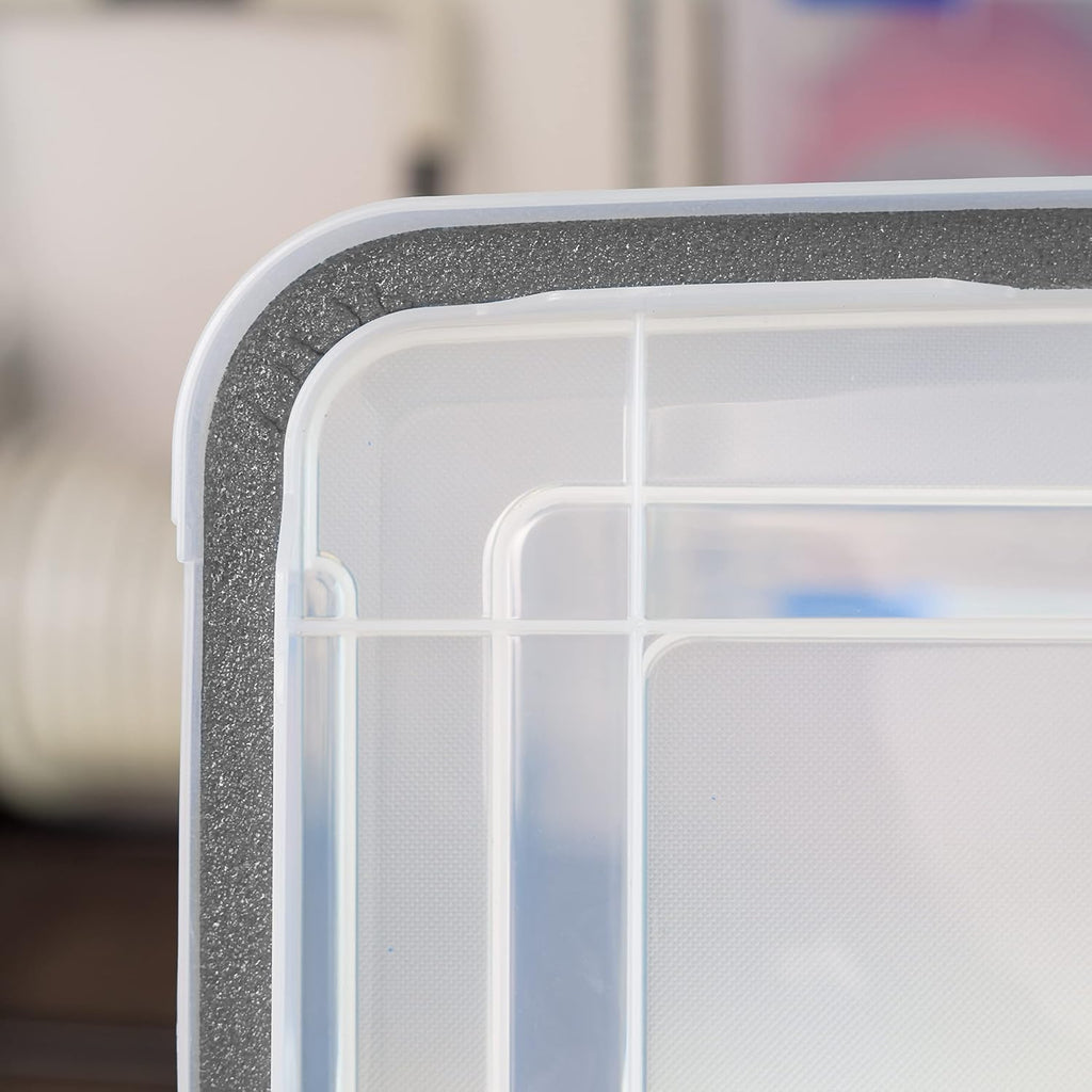 IRIS USA 3-Pack 156 Qt Storage Bins with Gasket Lids, Clear/Black