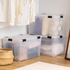 IRIS USA 3-Pack 156 Qt Storage Bins with Gasket Lids, Clear/Black