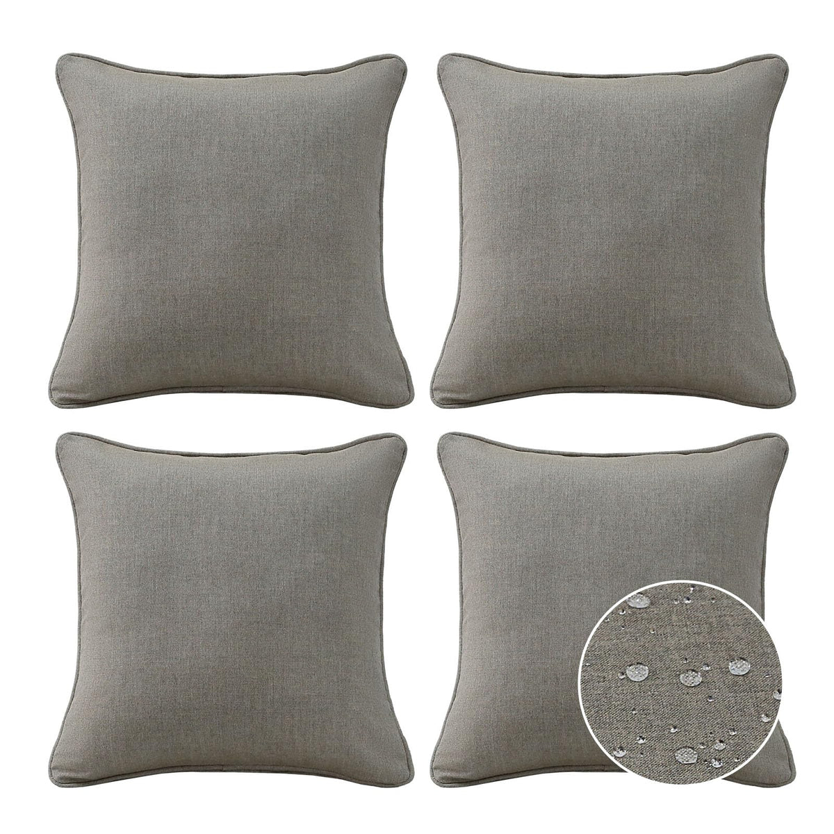 Sunbrella Decorative Outdoor Water Repellent Throw Pillows with Inserts, Set of 4, 18" x18" Pillows for Patio, Backyard, Bed, Couch, and Patio Furniture, Specrtum Pebble