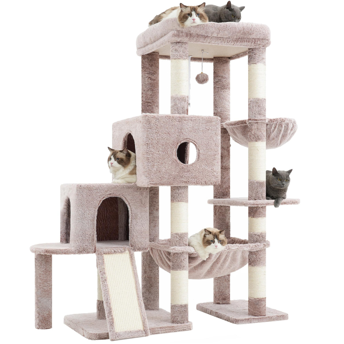 Hey-brother Cat Tree Tower with 3 Condos, Step Climbing Pathway MPJ081G