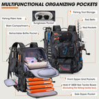 RAINSMORE Fishing Backpack 40L Tackle Backpack with Rod Holders & Cooler