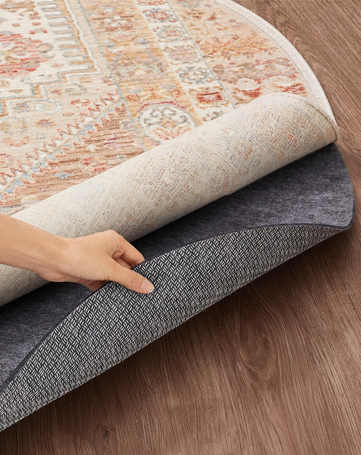 Veken Non Slip Cushioned Rug Pad Gripper, Felt and Silicone Backing, 9 x 12 Ft, 1/4 inch Thick Carpet Liner Protector Mat for Area Rugs and Hardwood Floors, with Over 99 Pcs Anti-Slip Strips Pattern