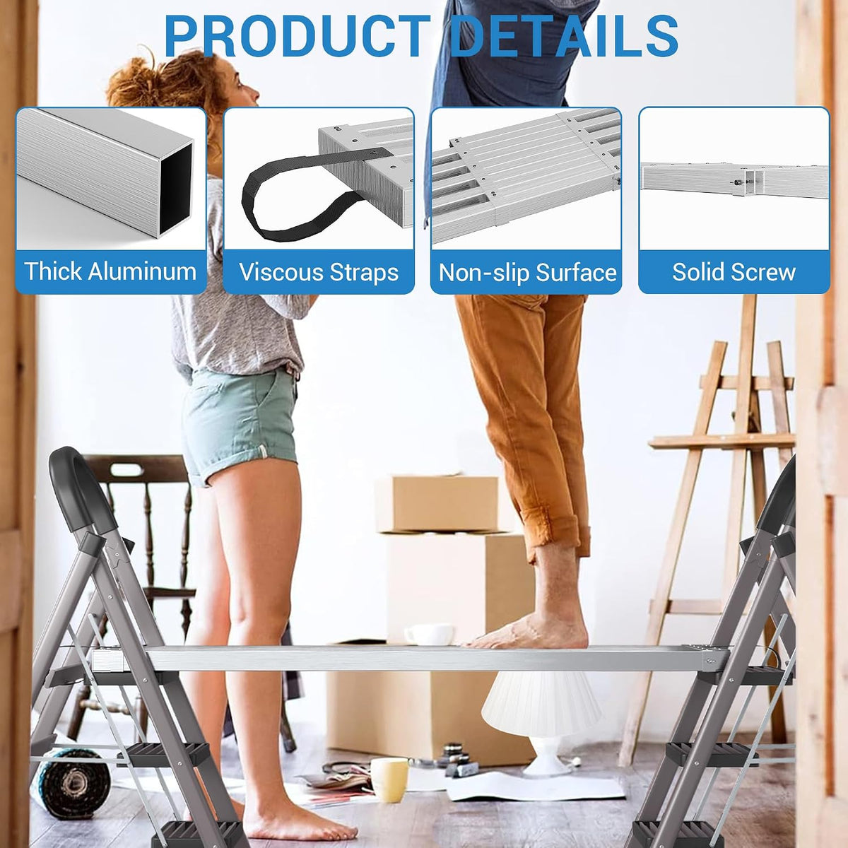 6-9 Ft Aluminum Work Plank, 440lbs Telescoping Plank, Skid-Proof Platform Aluminum Extension Boards, Aluminum Scaffolding Plank Scaffold Ladder Accessory