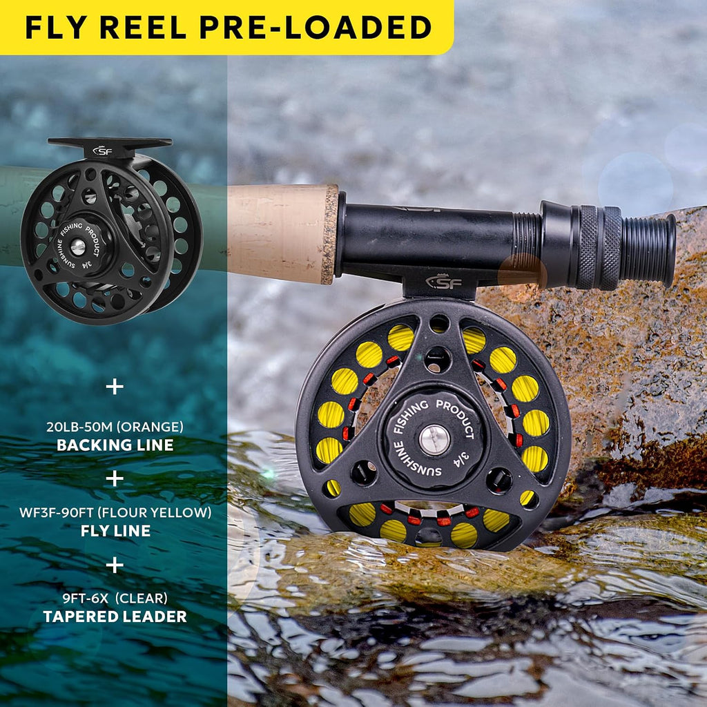 SF Fly Fishing Rod and Reel Combo Starter Kit for Beginners