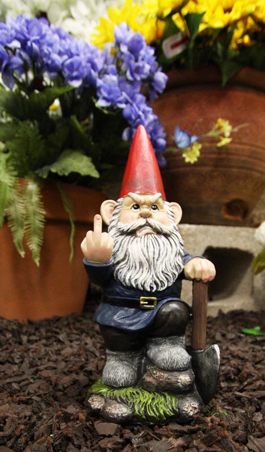 Ebros Garden Greeter Go Away! Unwelcome Gnomes Flipping Double Birds Statue Patio Outdoor Poolside Garden Figurine As Whimsical Decor Magical Fantasy Gnome (Set of 2 Rude Gnomes)