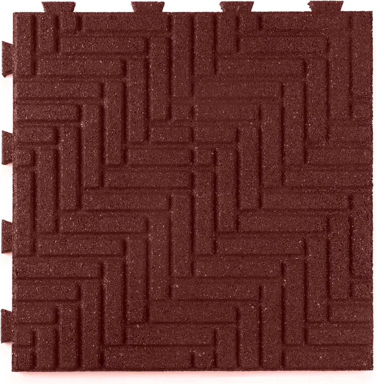 Playsafer Herringbone Rubber Interlocking Tiles | 16 X 16 | Easy Install for Indoor and Outdoor Use (Red, 20 Tiles)