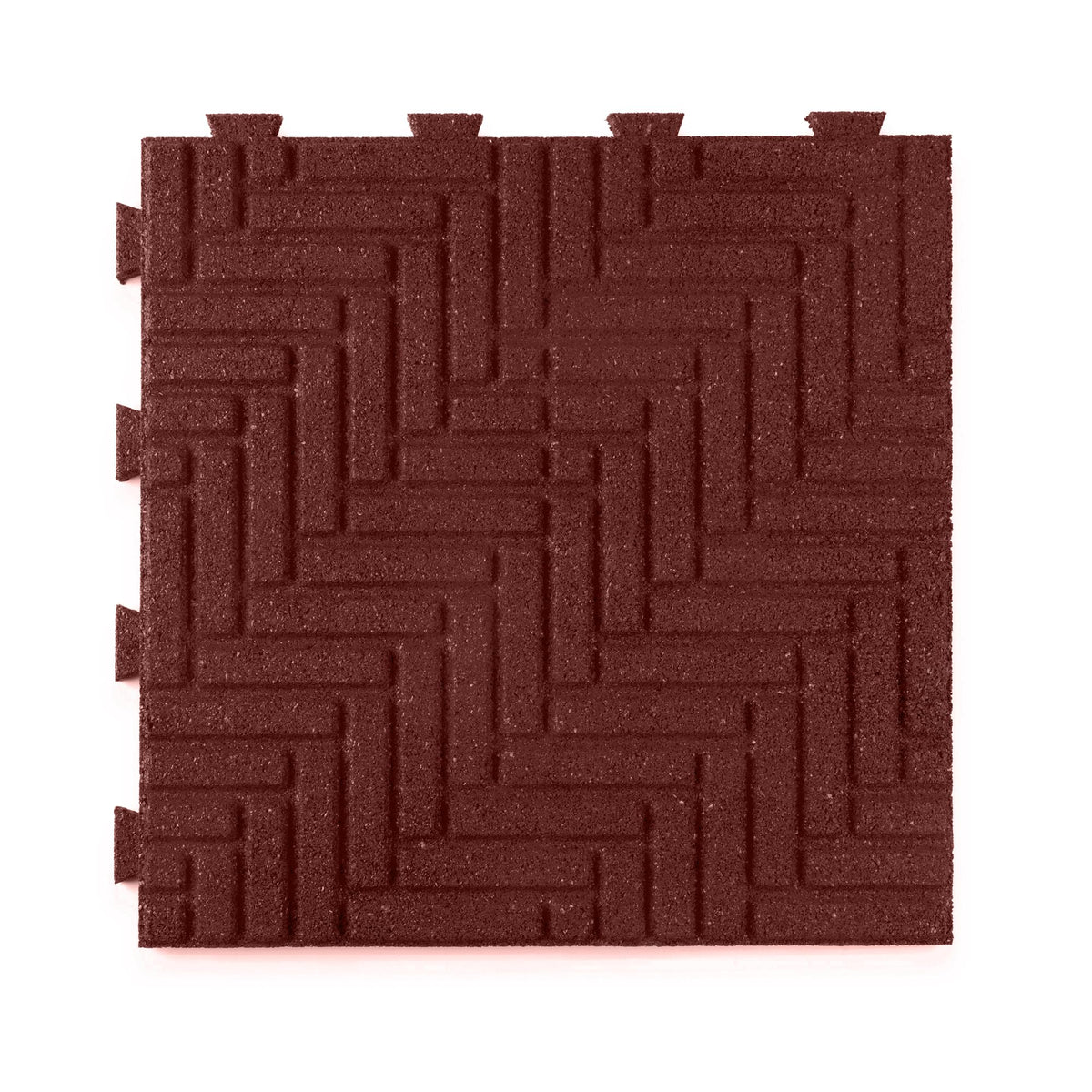 Playsafer Herringbone Rubber Interlocking Tiles | 16 X 16 | Easy Install for Indoor and Outdoor Use (Red, 20 Tiles)