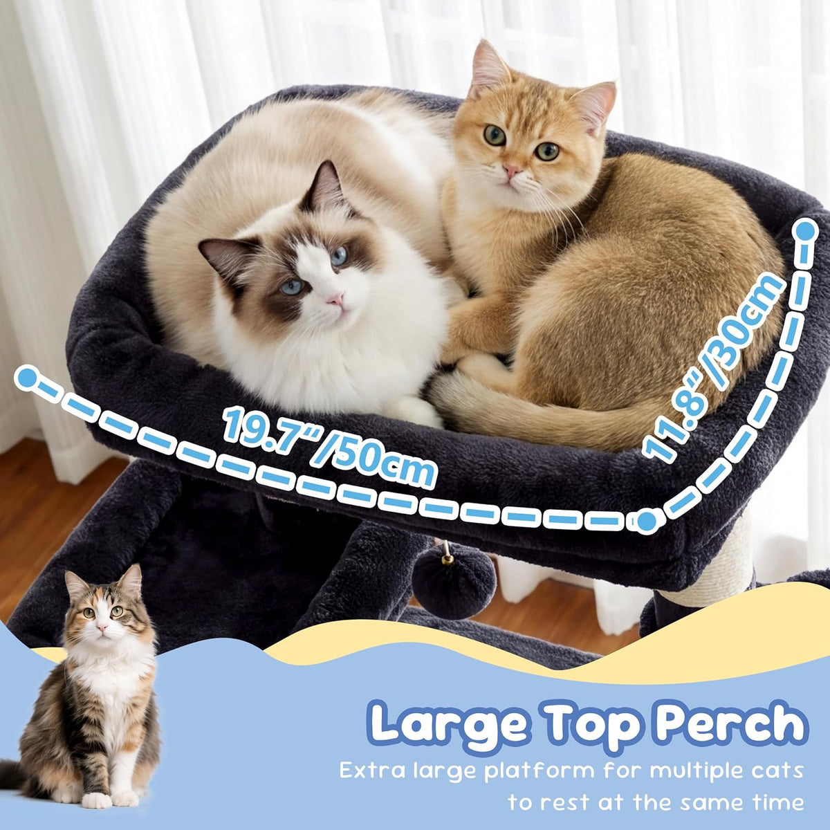 Heybly Cat Tree, 68 inch Multi-Level Cat Tower for Indoor Cats HCT025G