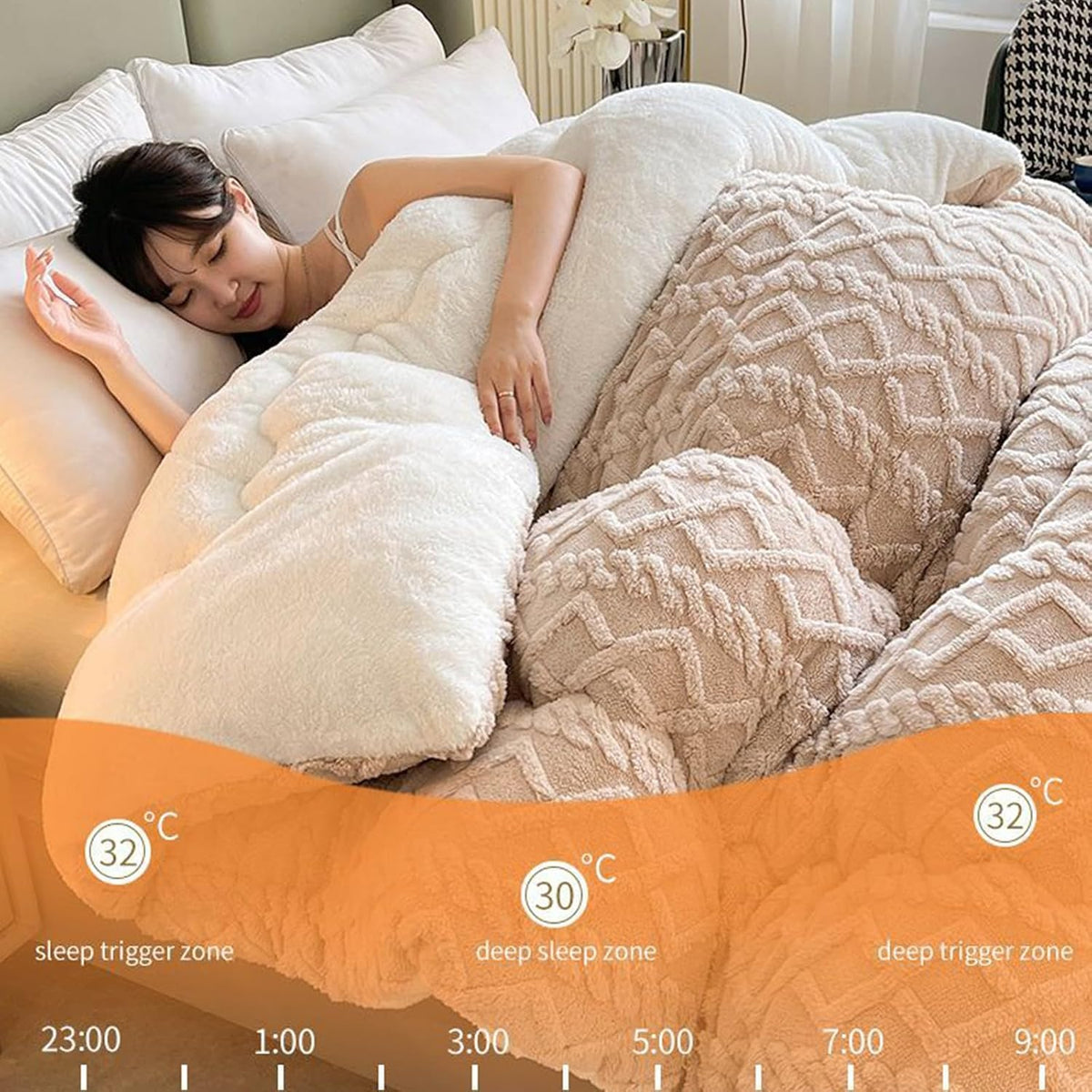 Insulation Hibiscus Winter Quilt, Thickened Super Soft Cashmere and Double Fabrics Warm Thicke Lambswool Quilt Core Sided Blanket(B,200x230cm-5KG)