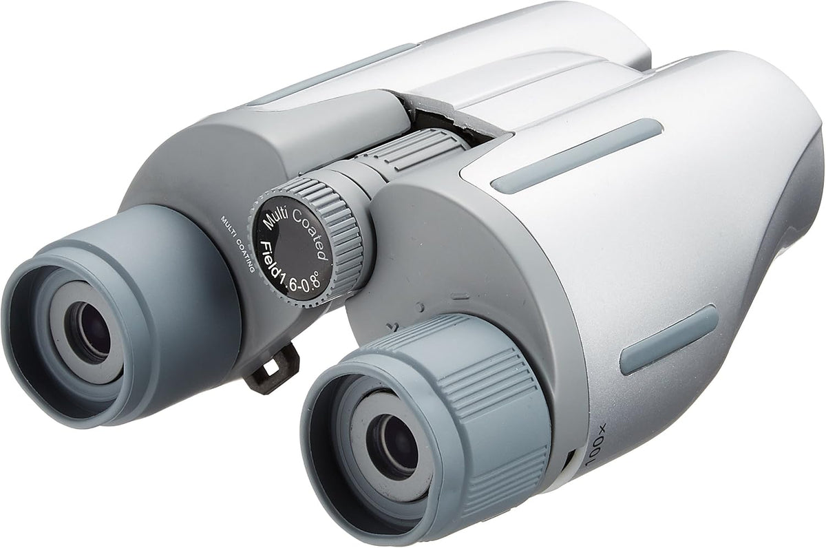 Kenko VT-8100 V-TEX Binoculars, 18-100 x 28, Porro Prism, 18x to 100x, 28cal, Silver