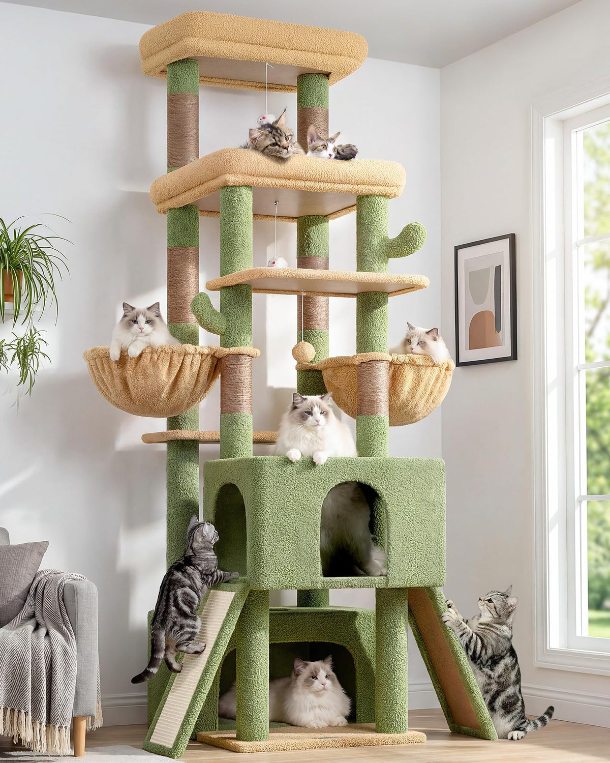 Globlazer Z78 Heavy Duty Cat Tree for 20lbs Large Adult Cats, Beige