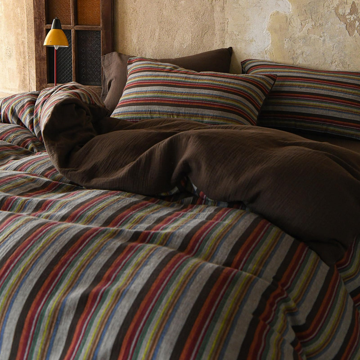 EAVD Vintage Buffalo Plaid Duvet Cover Queen Red&Black&Green Muslin Cotton