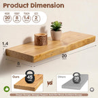 fuqing Live Edge Floating Shelves for Wall, 20 Inch Solid Elm Wood Shelves