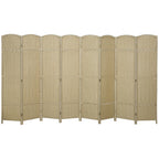 HOMCOM Room Divider 8 Panel Folding Privacy Screen 5.6' Tall Nature Wood