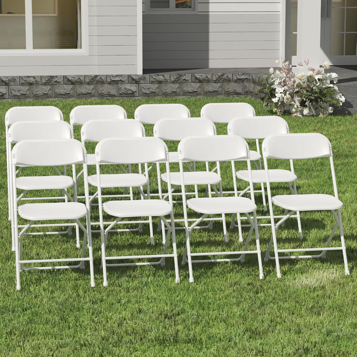 10 Pack White Folding Chairs for School Events Wedding Party Picnic