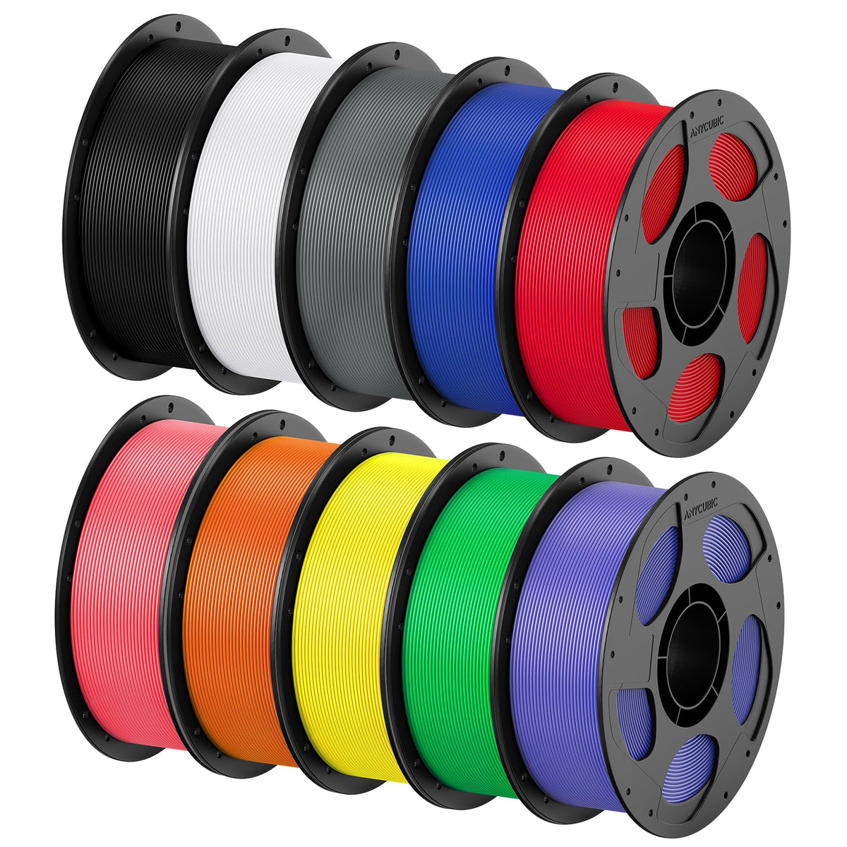 ANYCUBIC PETG Filament 1.75mm, Multicolor Bundle 10KG, Reusable Spool