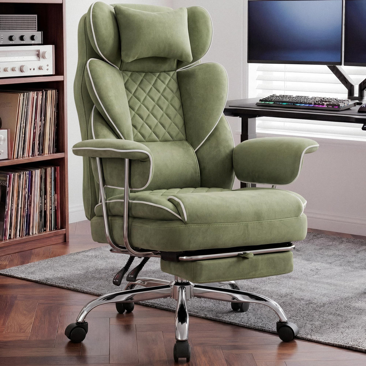 N-GEN GAMING Big and Tall Gaming Chair with Footrest, Reclining Chair,Black