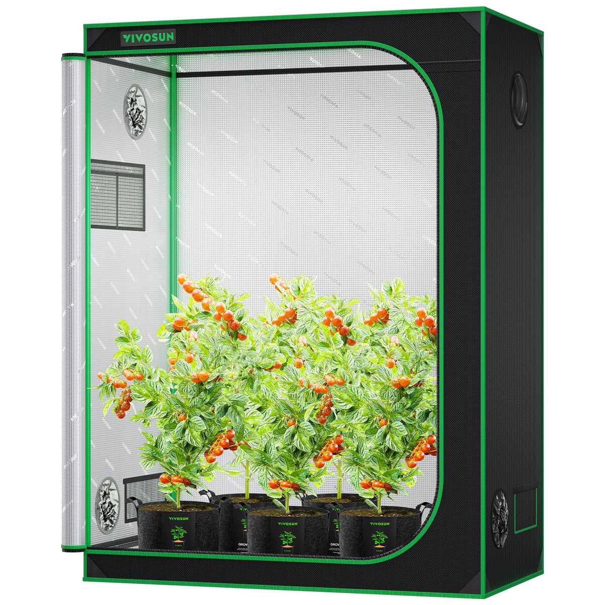 VIVOSUN S448 4x4 Grow Tent 48"x48"x80" Mylar Tent for Indoor Plants