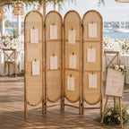 4 Panel Rattan Room Divider, Folding Room Divider Screen, Natural