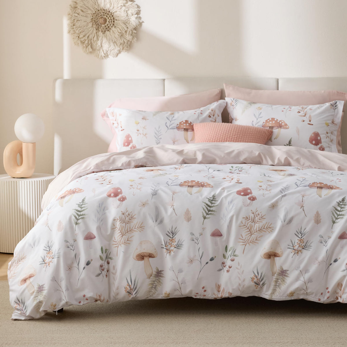 Bedsure PureWoven 100% Cotton Floral Duvet Cover Set, King, Light Blue
