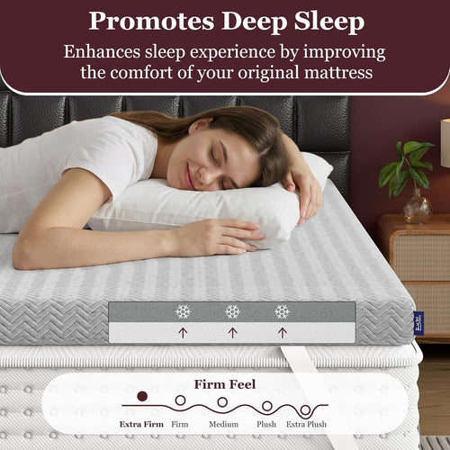 BedStory 3 Inch King Size Extra Firm Mattress Topper for Pressure Relief