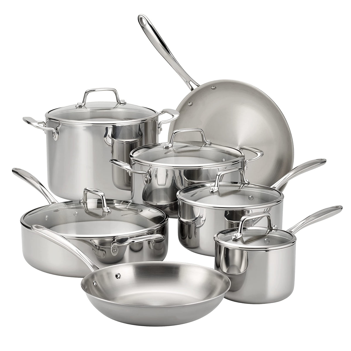 Tramontina Boston Tri-Ply Clad Stainless Steel 10-Pc Pots and Pans Set