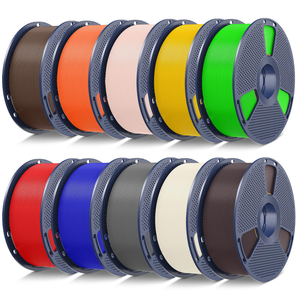 SUNLU PLA+2.0 3D Printer Filament, Multicolor, 10-Pack (10KG)