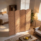 HOMCOM Room Divider 4-Panel, 6FT-Tall Folding Privacy Screen, Natural