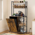 Kitchen Bakers Rack with Power Outlet, Microwave Oven Organizer