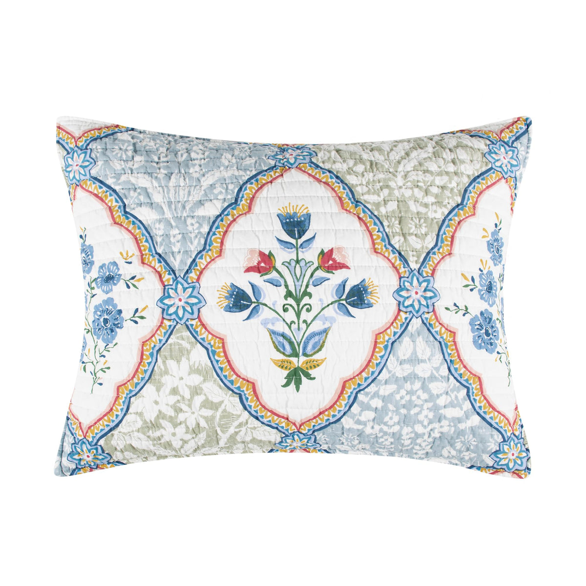Levtex Home - Zoey Quilt - King - Floral - Blue Yellow Green Pink White - Quilt (106x92in.) - Reversible - Cotton