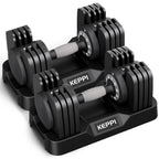 Keppi Adjustable Dumbbells Set of 2, Quick Adjust Weights for Home