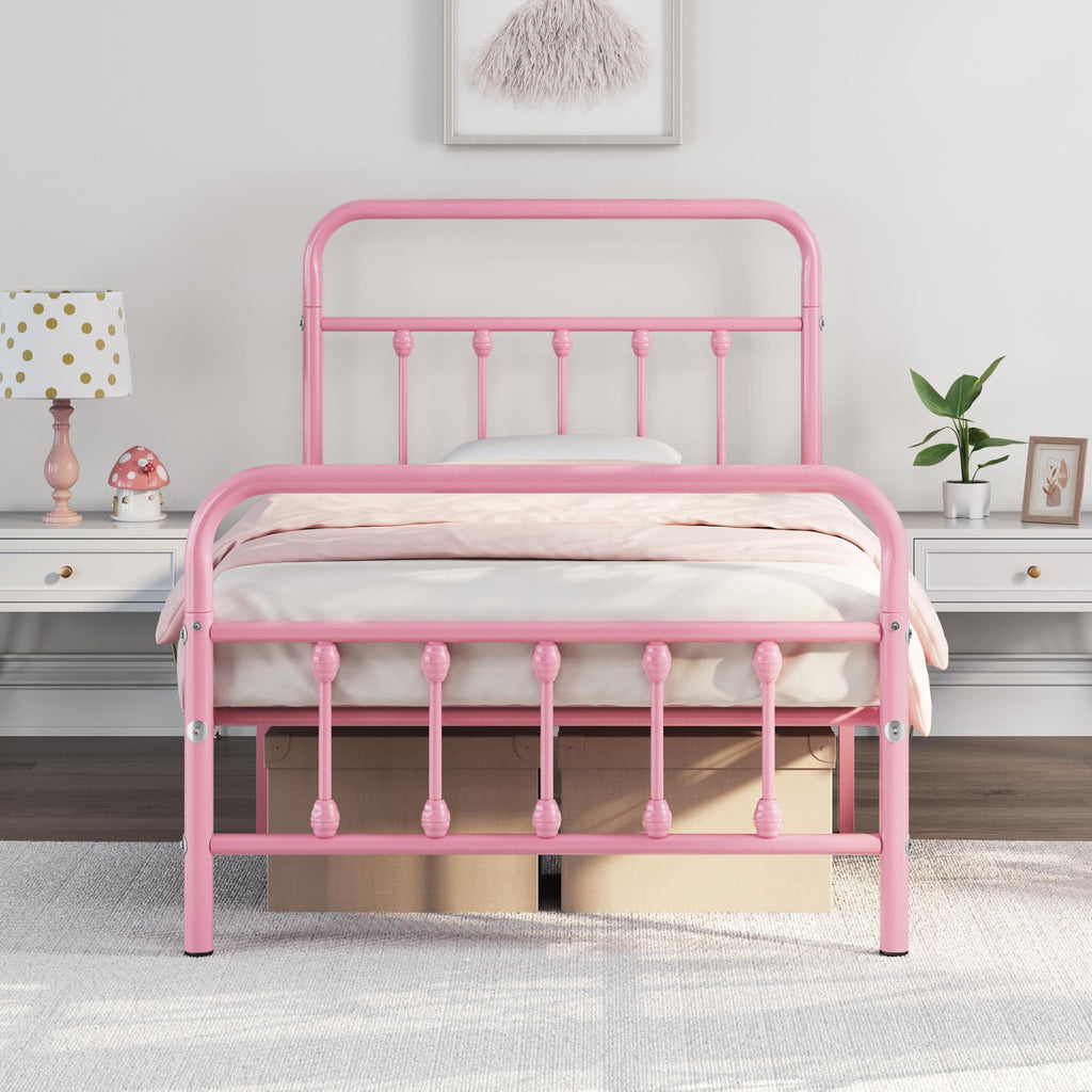 Yaheetech Queen Metal Platform Bed Frame, Victorian Headboard & Footboard