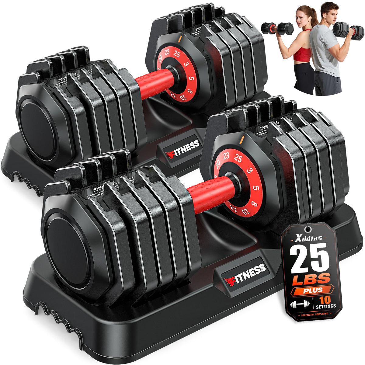 XDDIAS Adjustable Dumbbell Set for Home Gym Strength Training
