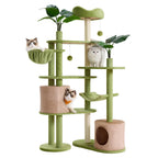 Feandrea Cat Tree, 68.1-Inch Multi-Level Plush Cat Tower, Artificial Leaves